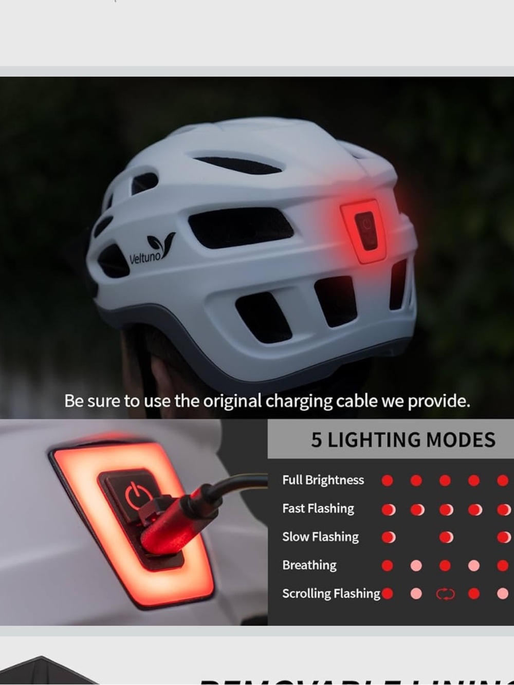 Bike Helmet for Adults, Lightweight Mountain Bicycle Helmet with USB Large 23-24 - Picture 5 of 12